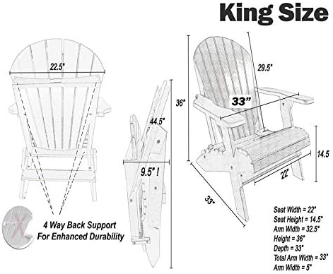 Poly Classic King Size Folding Adirondack Chair