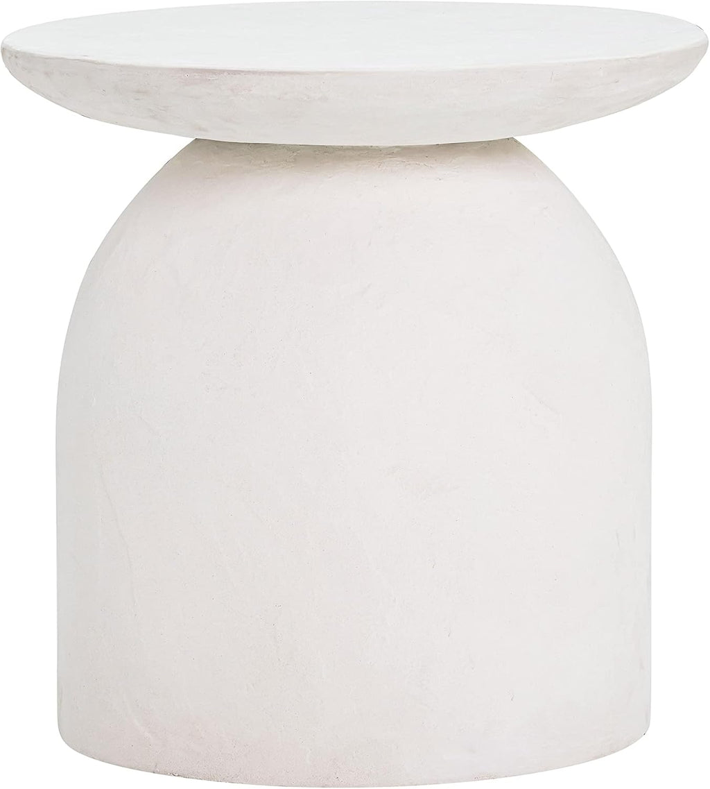 Furniture Aloe White Textured Concrete Indoor/Outdoor Round Side Table