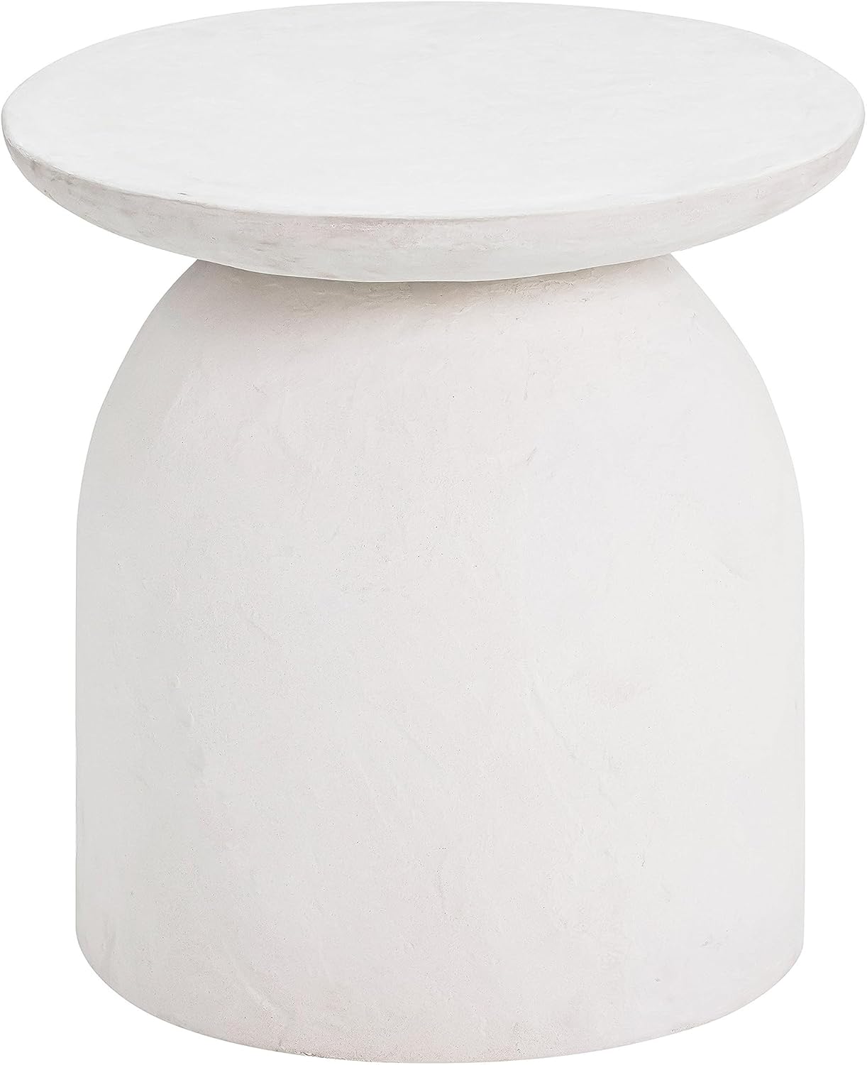 Furniture Aloe White Textured Concrete Indoor/Outdoor Round Side Table