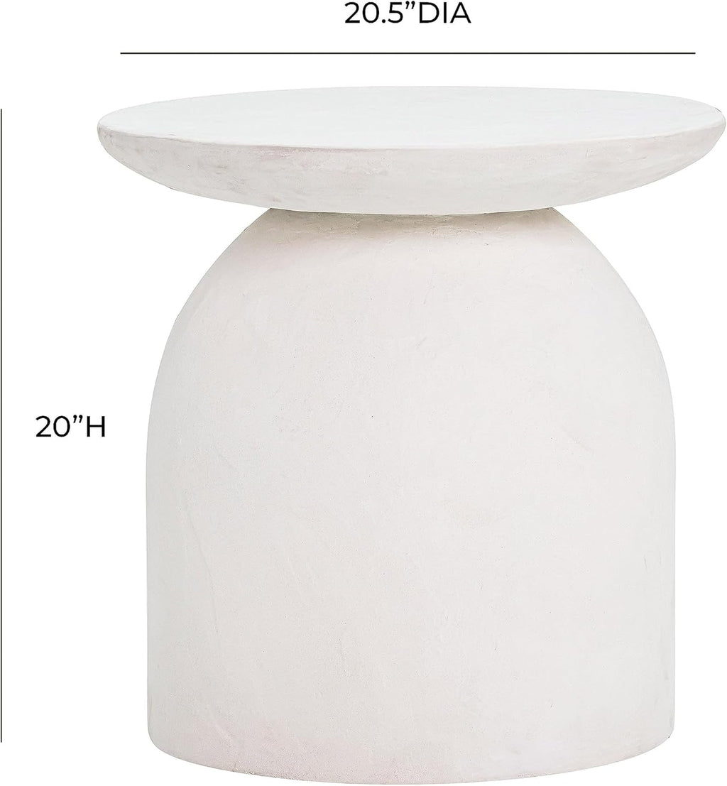 Furniture Aloe White Textured Concrete Indoor/Outdoor Round Side Table