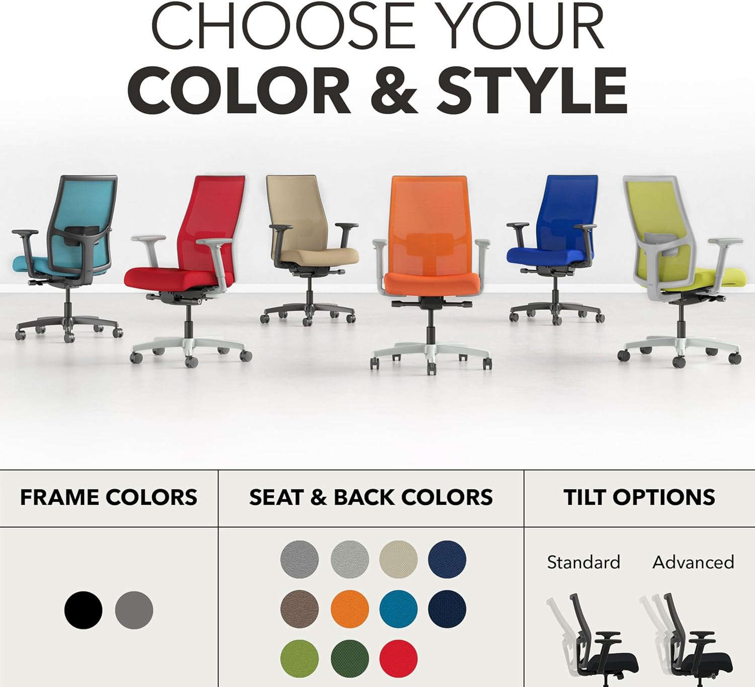 2.0 Mid‑Back Ergonomic Office Chair, Mesh Task Seating with Lumbar Support, Advanced Synchro‑Tilt
