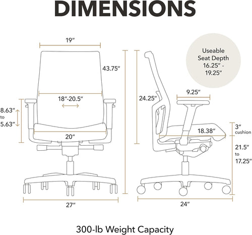 2.0 Mid‑Back Ergonomic Office Chair, Mesh Task Seating with Lumbar Support, Advanced Synchro‑Tilt